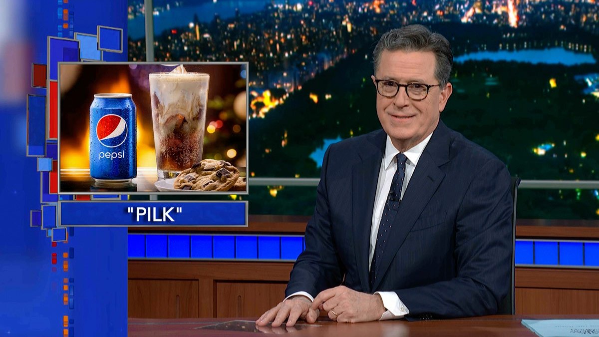Stephen Colbert speaks about Pepsi's newest addition, PILK, Pepsi with Milk